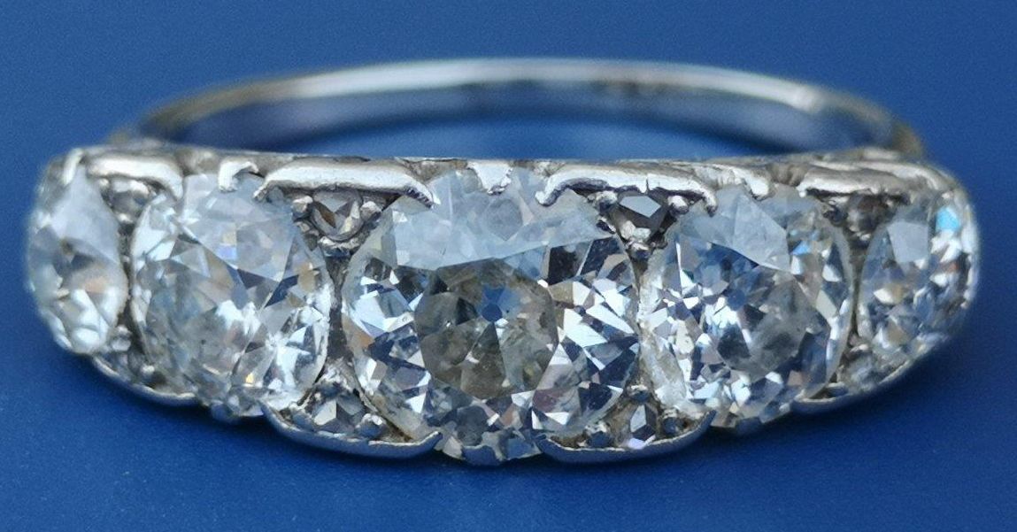 Old cut five stone diamond ring