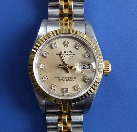 lady's diamond set bi-metal Rolex Datejust