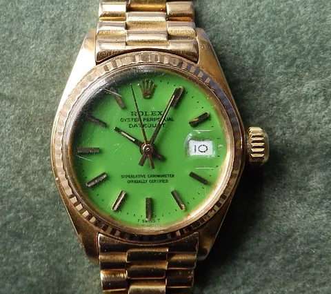 lady's 18ct gold Datejust with distinctive green 'Stella' dial