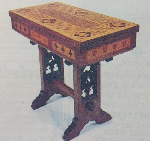 Victorian Gothic Revival walnut card table by the Arts & Crafts designer William Burgess