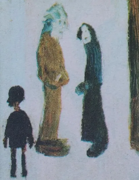 postcard-sized oil on panel by L.S. Lowry