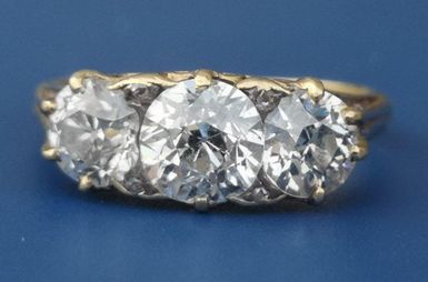 Victorian three stone diamond ring of total diamond weight 2.5 carats, which also doubled its estimate in selling to a Hatton Garden mailing list client for £6,000