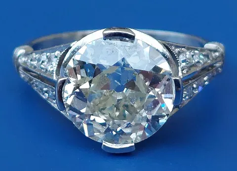 French platinum 3 carat old cut diamond solitaire